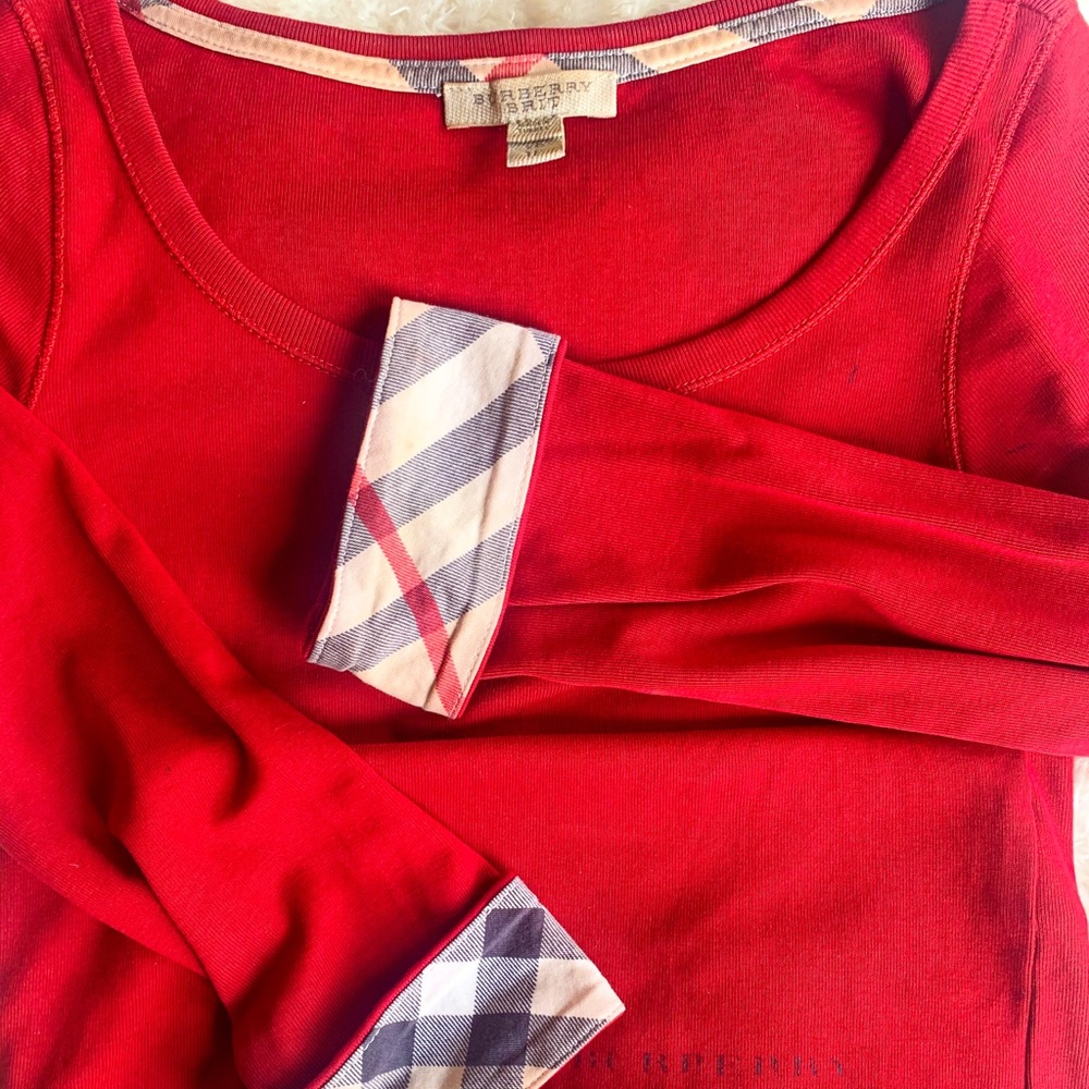 Burberry Brit Red 3/4 Cotton Shirt XS